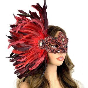 Women Costume Venetian mask Feather Masquerade Party Masks